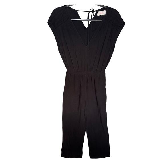 Xirena NWOT Nell Jumpsuit Wide Leg Crinkled V Neck Cotton Black Size Small - Picture 4 of 13